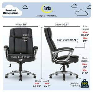 Serta - Fairbanks Bonded Leather Big and Tall Executive Office Chair - Black