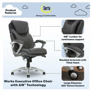 Serta - Bryce Bonded Leather Executive Office Chair with AIR Technology - Gray