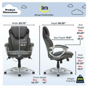 Serta - Bryce Bonded Leather Executive Office Chair with AIR Technology - Gray