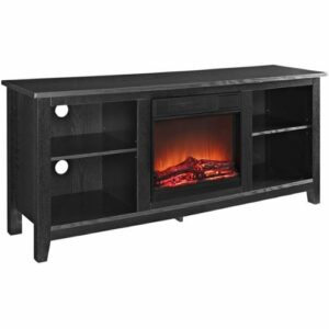 Walker Edison - 58" Open Storage Fireplace TV Stand for Most TVs Up to 65" - Black