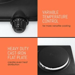 Elite Gourmet - Electric Double Cast Burner - Black