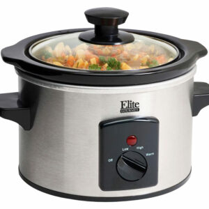 Elite Gourmet - 1.5Qt. Mini Slow Cooker - Stainless Steel