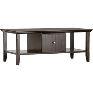 Simpli Home - Acadian Rectangular Solid Pine Wood 1-Drawer Coffee Table - Brown