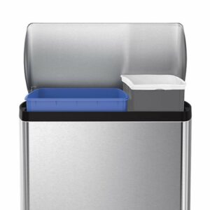 simplehuman - 46 Liter Dual Compartment Rectangular Step Can - Stainless-Steel