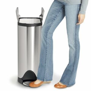 simplehuman - 45 Liter / 11.9 Gallon Butterfly Lid Kitchen Step Trash Can - Brushed Stainless Steel