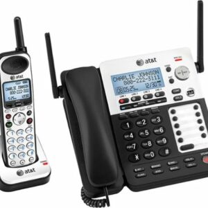 AT&T - SB67138 SynJ® Expandable 4-Line Corded/Cordless Small Business Phone System - Black/Silver