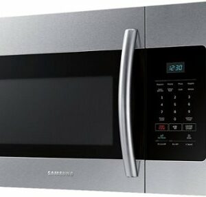 Samsung - 1.6 cu. ft.  Over-the-Range Fingerprint Resistant  Microwave - Stainless Steel