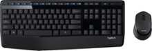 Logitech - MK345 Wireless Ergonomic Membrane Keyboard and Mouse Bundle for PC - Black/blue