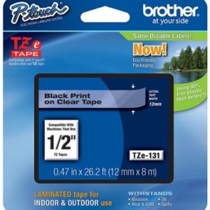 Brother - P-touch TZE-131 Laminated Label Tape - Black on Clear