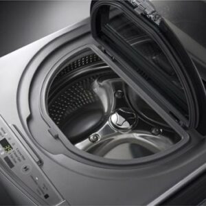 LG - SideKick 1.0 Cu. Ft. High-Efficiency Smart Top Load Pedestal Washer with 3-Motion Technology - Graphite Steel