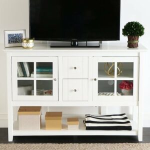 Walker Edison - Transitional TV Stand / Buffet for TVs up to 55" - White