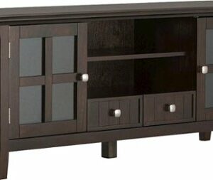 Simpli Home - Acadian TV Cabinet for Most TVs Up to 66" - Tobacco Brown