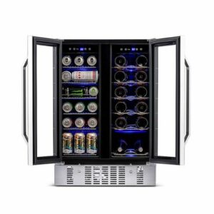 NewAir - 18-Bottle Wine and 60-Can Dual Zone Beverage Cooler - Stainless Steel