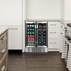 NewAir - 18-Bottle Wine and 60-Can Dual Zone Beverage Cooler - Stainless Steel