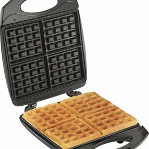 Hamilton Beach - 4-Waffle Belgian-Style Waffle Baker - Black/Stainless Steel