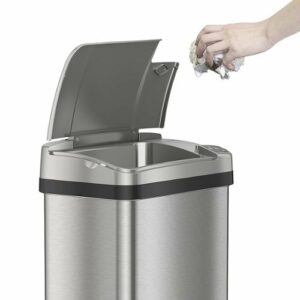 iTouchless - 4 Gallon Touchless Sensor Trash Can with AbsorbX Odor Control and Fragrance, Bathroom Garbage Bin - Stainless Steel