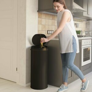 iTouchless - 13-Gal. Round Deodorizer Sensor Trash Can - Matte Black