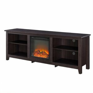 Walker Edison - 70" Open Storage Fireplace TV Stand for Most TVs Up to 80" - Espresso