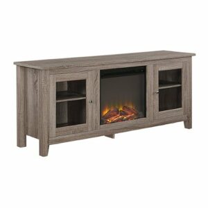 Walker Edison - 58" Transitional Two Glass Door Fireplace TV Stand for Most TVs up to 65" - Driftwood