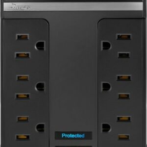 Rocketfish™ - 6 Outlet/2 USB Swivel Wall Tap 2100 Joules Surge Protector - Black