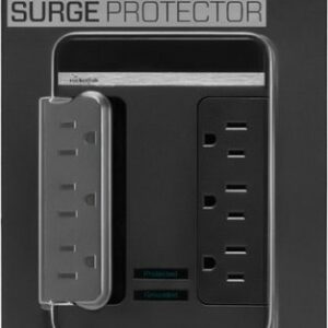 Rocketfish™ - 6 Outlet/2 USB Swivel Wall Tap 2100 Joules Surge Protector - Black