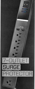 Rocketfish™ 7-Outlet/2-USB 2100 Joules Surge Protector Strip - Black