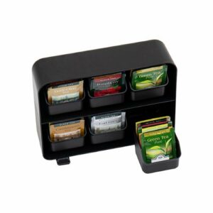 Mind Reader Tea Bag Organizer, Tea Station Organizer, Countertop Storage, Plastic, 10.25"L x 3.25"W x 7.75"H, Black - Black