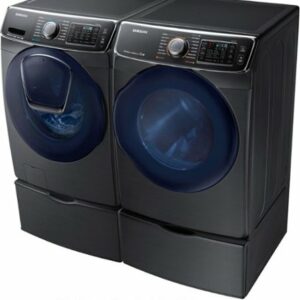 Samsung - 7.5 Cu. Ft. Stackable Gas Dryer with Steam and Sensor Dry - Black Stainless Steel