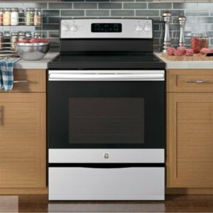 GE - 5.3 Cu. Ft. Freestanding Electric Range with Self-cleaning - Stainless Steel