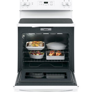 GE - 5.3 Cu. Ft. Freestanding Electric Range with Power Boil and Ceramic Glass Cooktop - White