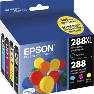 Epson - 288/288XL 4-Pack Ink Cartridges High Capacity and Standard Capacity - Cyan/Magenta/Yellow/Black