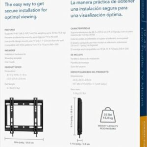 Insignia™ - Fixed TV Wall Mount for Most 19" - 43" TVs - Black