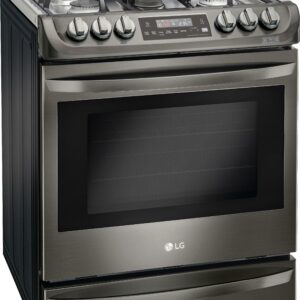 LG - 6.3 Cu. Ft. Smart Slide-In Gas True Convection Range with EasyClean and UltraHeat Power Burner - Black Stainless Steel