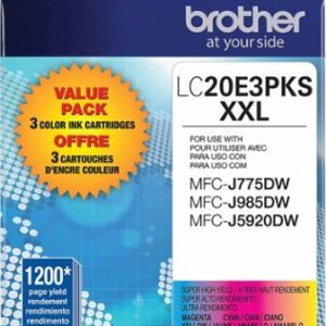 Brother - LC20E3PKS XXL Super High-Yield 3-Pack Ink Cartridges - Cyan/Magenta/Yellow