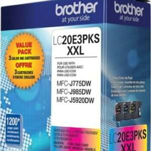 Brother - LC20E3PKS XXL Super High-Yield 3-Pack Ink Cartridges - Cyan/Magenta/Yellow