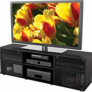 CorLiving - Holland Black Wooden TV Stand, for TVs up to 75" - Ravenwood Black