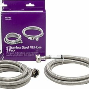 Smart Choice - 6' Stainless-Steel Washing Machine Fill Hose (2-Pack) - Silver