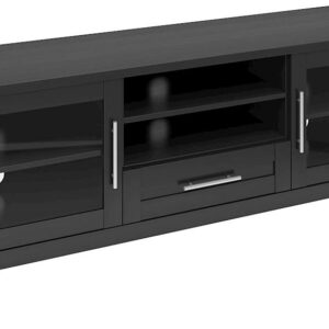 CorLiving - Jackson Wooden TV Stand, for TVs up to 85" - Black Wood Grain