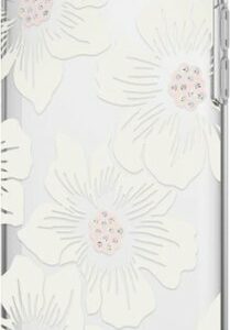 kate spade new york - Protective Hardshell Case for Apple® iPhone® SE (3rd Generation) and iPhone® 8/7/6/6s - Hollyhock Floral Clear/Cream with Stones