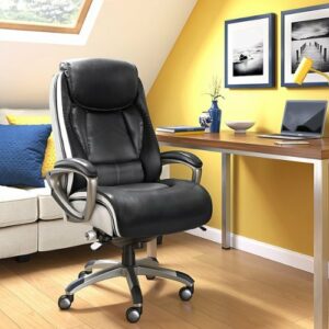 Serta - Lautner Executive Office Chair - Black with White Mesh Accents