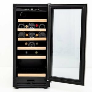 Avanti - Wine Cooler with Wood Accent Shelving, 30 Bottle Capacity, in Stainless Steel