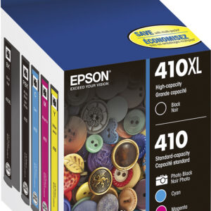 Epson - 410/410XL 5-Pack High-Yield and Standard Capacity Ink Cartridges - Cyan/Magenta/Yellow/Photo Black