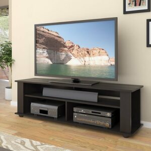 CorLiving - Bakersfield Black Wooden TV Stand, for TVs up to 75" - Ravenwood Black