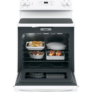 GE - 5.3 Cu. Ft. Freestanding Electric Range with Self-cleaning - White