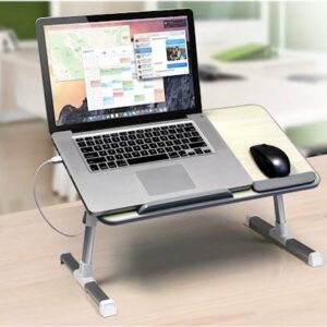 Aluratek - Adjustable Ergonomic Laptop Cooling Table with Fan - White