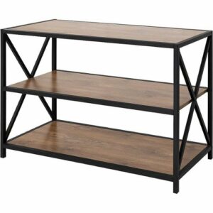 Walker Edison - Industrial Metal and Wood 3-Shelf Bookcase - Barnwood