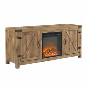 Walker Edison - 58" Modern Farmhouse Barndoor Fireplace TV Stand for Most TVs up to 65" - Barnwood