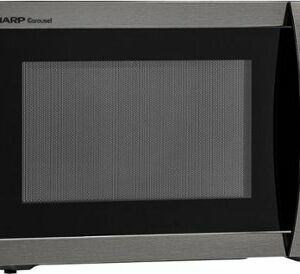 Sharp - Carousel 1.4 Cu. Ft. Mid-Size Microwave - Black Stainless Steel