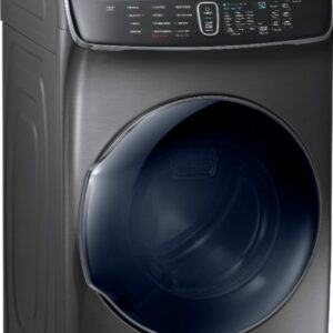 Samsung - 7.5 Cu. Ft. Smart Electric Dryer with Steam and FlexDry - Black Stainless Steel