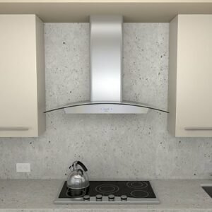 Zephyr - Ravenna 30 in. 600 CFM Wall Mount Range Hood with LED Light in Stainless Steel with Gray Glass Canopy - Silver